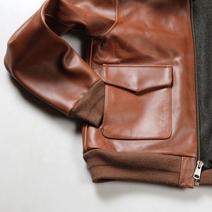 Bomber <span class=keywords><strong>pilote</strong></span> Cheep <span class=keywords><strong>cuir</strong></span> véritable épaissi peau de vache veste hommes décontracté marron épaissi Version courte peau de vache veste vêtements - Product Image 5
