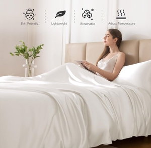 100% Pure 6a Mulberry Silk 19mm 22mm Sábana de cama de seda Queen King Cal King Size Sábana - Product Image 5