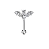 Nouveaux Piercings Élégants en Acier Inoxydable pour Sourcils et Clous d'Oreilles, Bijoux de Piercing pour Sourcils Incrustés de Zircone en Forme d'Araignée, de Chauve-Souris et de Papillon
