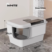 Caixa de Areia Automática PawFresh para Gatos Brancos e Cinzas, Extra Grande, Tipo Corredor Quadrado, Fechada, com Canal Anti-Salpicos de Areia