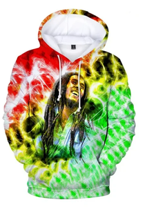 Felpa con Cappuccio Unisex Bob Marley con Stampa Integrale, Moda Hip Hop <span class=keywords><strong>Rock</strong></span>, Felpa Pesante con Stampa in Rilievo - Product Image 3