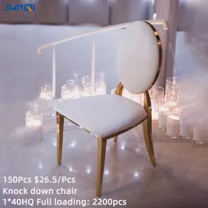 Sedia da sposa in acciaio all'ingrosso tiffany impilabile mobili per eventi sedia in acciaio inossidabile con cuscini