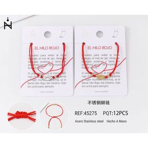 Cavigliera El Hilo Rojo con Filo Rosso in Acciaio Inossidabile, Gioiello da Donna alla Moda, Portafortuna, Regalo in Stile Religioso - Product Image 1