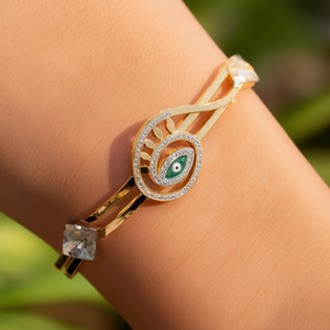 Bracelet en acier inoxydable 316L plaqué or PVD avec œil porte-bonheur en cristal, bijoux durables et résistants pour femmes - Product Image 3