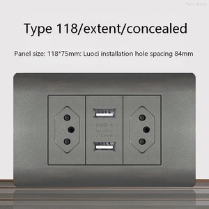 Interruptor de pared eléctrico estándar brasileño de 20A con enchufe y toma de corriente con USB Tipo-C 118, enchufe de pared con lámpara. - Product Image 4