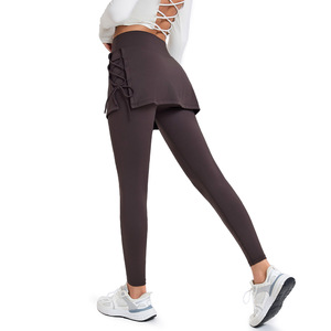 Knowledge And Action Women's Yoga Leggings High Waist A <b>Line</b> Tummy Control Fitness <b>Pants</b> With Cross Lace Up Design - Product Image 5
