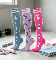 Chaussettes de compression graduée respirantes, chaussettes de sport professionnelles pour l'entraînement au marathon, l'exercice quotidien, unies
