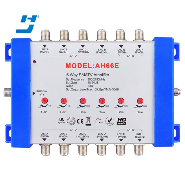 New Arrival  Catv Satellite signal Indoor Amplifier 950-2150MHz 6 Way SMATV  Amplifier 6 in 6 Out Antenna Amplifier