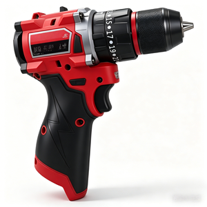 Taladro Inalámbrico M12 sin Escobillas, Caja de Cambios Metálica Roja y Negra, Taladro Eléctrico Inalámbrico para Construcción y Reparaciones Domésticas, INR18650 1300mAh - Product Image 5