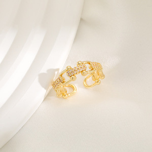Euro-American <b>Vintage</b> INS Trend Cold Style <b>Gold</b> Open Alloy <b>Ring</b> for Women Japanese and Korean Simple Daily Wear - Product Image 3