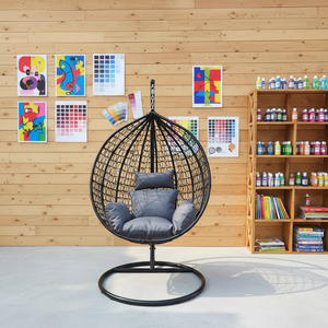 Fauteuil suspendu d'extérieur en rotin, style nid d'oiseau, pour balcon, intérieur, en métal, en osier, en forme de cocon, pour adultes - Product Image 3