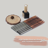 Kit de pinceaux professionnels pour nail art en acrylique, manucure, ronds, ovales, plats, ombrés, personnalisés, en nylon et bois de santal