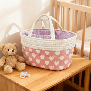 Panier de rangement pour bébé, grand panier carré en coton pour couches et biberons, motif étoile grise, 0-12 mois - Product Image 2