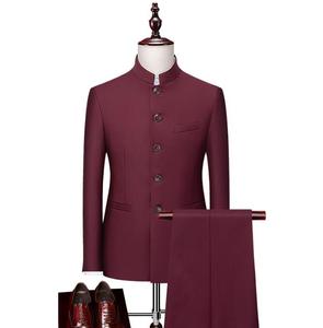 <span class=keywords><strong>Costume</strong></span> d'affaires de luxe pour <span class=keywords><strong>homme</strong></span>, coupe ajustée, avec <span class=keywords><strong>veste</strong></span> à col montant, idéal pour les occasions professionnelles et les mariages - Product Image 6