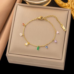 กำไลข้อมือแฟชั่นผู้หญิง ประดับเพชรซิคอนสีสันสดใส สไตล์โบฮีเมียนหรูหราเบาๆ เหมาะสำหรับใส่ไปทะเล ทำจากสแตนเลส ขายส่ง - Product Image 1