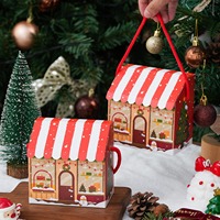 Boîte cadeau rigide en forme de petite maison de Noël en rouge - Boîte cadeau créative en forme de maison de dessin animé pour biscuits et bonbons avec gaufrage