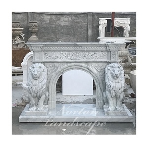 Stone Fireplace Surround Modern Indoor Decorative Luxury Carved White Marble Stone Fireplace Mantels Surround For Sale