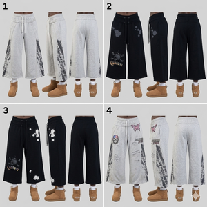 Blank High Quality High Waist Wide Leg Baggy <b>Flare</b> Distressed <b>Sweatpants</b> Custom logo Baggy French Terry Sweat Pants Men - Product Image 2
