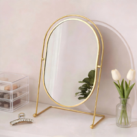 Miroir de Maquillage de Bureau Grand Format Réglable en Fer Forgé, Style Art Déco Moderne et Luxueux, Haute Définition, Idéal pour Dortoir Étudiant ou Mariage Simple