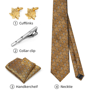 Lụa Paisley dệt màu đen và vàng <span class=keywords><strong>Tie</strong></span> <span class=keywords><strong>Set</strong></span> người đàn ông quan hệ cổ và túi hình vuông thiết lập với hộp - Product Image 3
