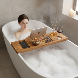 Wholesale Luxury Teak Wood Water-proof Eco-Friendly Modern Bathtub Tray <strong>Bath</strong> Caddy <strong>Table</strong> for Bathroom Home Spa Relaxation - Product Image 5