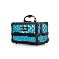 GLARY boîte de train de maquillage à coque dure avec miroir boîte de maquillage de beauté cosmétique avec plateaux boîte de maquillage de marque privée