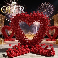 Mur de fleurs en soie rouge 8D en gros de l'usine OLER pour Thanksgiving