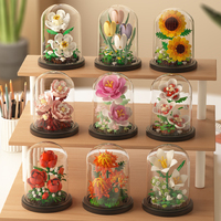 Ensemble de blocs de construction en plastique personnalisés pour fleurs DIY, kit de modélisation créative pour adultes et enfants, jeu créatif, vente en gros
