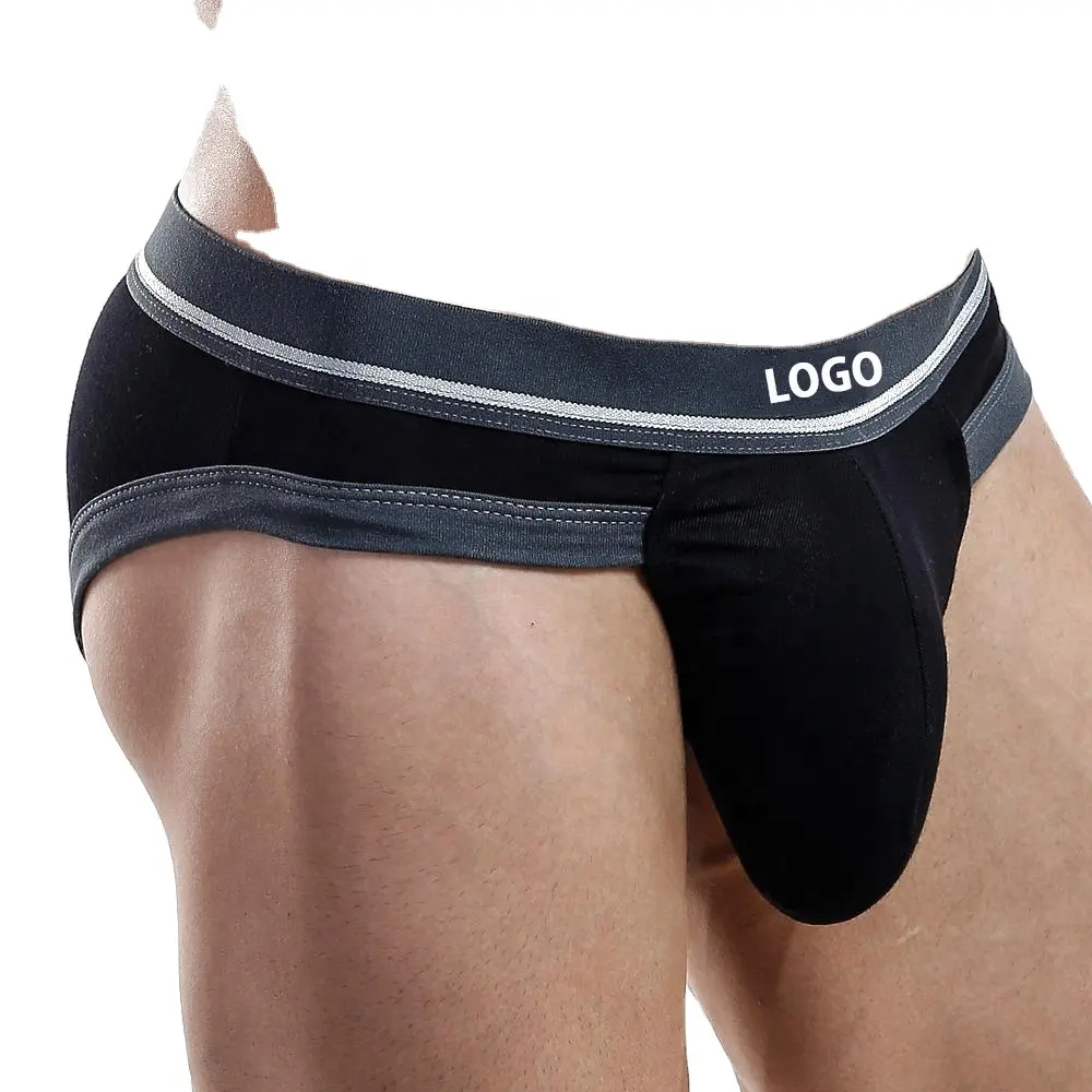 Ropa interior de Tanga para hombre gay, calzoncillos con logotipo personalizado, modal, liso, ultra suave