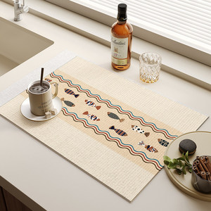 Tapis de comptoir de cuisine en fibre de polyester absorbant, antidérapant, isolant thermique pour comptoir de bar et cuisine - Product Image 2