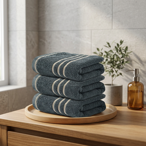 Serviette de toilette en coton premium gris foncé, toucher doux, tissu microfibre, pour hôtel, salle de bain, gym, spa et vente en gros - Product Image 1