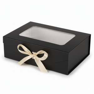 Recycled Cardboard Rigid Gift Box with Window <b>Magnetic</b> Closure Custom Logo Printed Matt Lamination - Product Image 1
