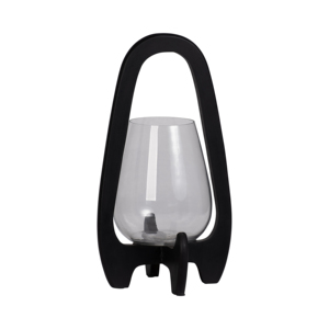 Portacandele in vetro con cornice nera e vetro trasparente per centrotavola o decorazione del soggiorno - Product Image 2
