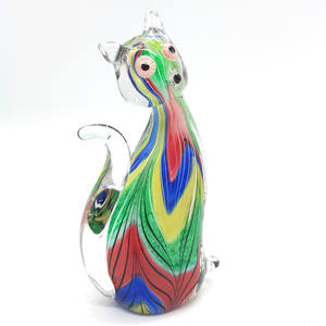 Ornamenti per gatti fatti a mano in vetro di arte Murano in vetro soffiato colorato per la decorazione domestica - Product Image 1