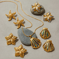 Ensemble de bijoux J&D Summer Coastal Abalone Shell, plaqué or 18 carats, acier inoxydable, style bohème, assorti