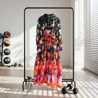 Nouvelle Collection 2026 – Robe Longue Évasée Grande Taille à Col Rabattu et Dentelle Florale en Polyester, Modèle Best-seller