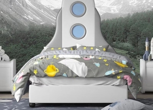 Lit de jour pour enfants Rocket Ship en bois massif, moderne et confortable, avec rangement et design aventure de dessin animé pour chambre à coucher - Product Image 5