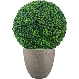 UV bola Topiary buatan PE ramah lingkungan, bola rumput Outlet bola kotak kayu buatan