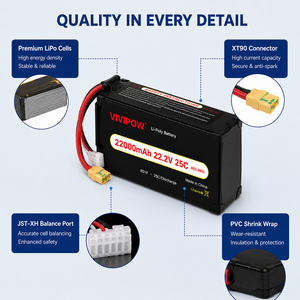 Batterie industrielle pour drone 22000 mAh 6S 25C haute puissance, haute qualité, légère, pour drone, batterie lithium-ion longue durée de vie - Product Image 4