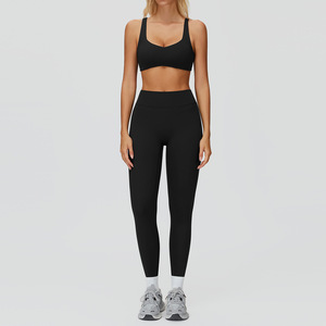 Ensemble de <span class=keywords><strong>yoga</strong></span> pour femmes, plusieurs tailles, <span class=keywords><strong>tenue</strong></span> de <span class=keywords><strong>yoga</strong></span> 2 pièces, femmes avec haute élasticité, gym, fitness, logo personnalisé, haute qualité - Product Image 2
