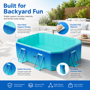 Piscina, Piscina Plegable No Inflable para Exteriores, Piscina Reforzada <span class=keywords><strong>con</strong></span> Tobogán, Piscina Familiar Grande Inflable - Product Image 2
