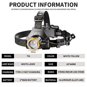 Linterna Frontal LED CITICITY, Recargable, Batería de Larga Duración, Súper Brillante, con Sensor, Pantalla LCD, 4 Modos, Zoom, para Camping y Caza - Product Image 2