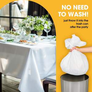 Nappe en plastique jetable pour table rectangulaire avec coupe-glissière avec conception coupée à la taille pour les fêtes de mariage - Product Image 2