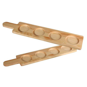 4-Hole Pine Wood Paddle Shape Beer Cup Tray Holder Elegant Craft for Wall Signs & Wooden Boxes