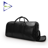 Sac de voyage BLU en cuir de crocodile pour homme, sac de sport, sac de week-end, sac de voyage personnalisé en cuir