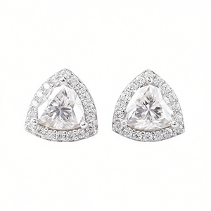 E2282 Orecchini con diamanti in oro bianco con taglio triangolare, diamanti naturali, stile classico da donna, gioielleria raffinata - Product Image 1