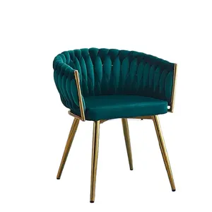 Modern Nordic Luxury Home Furniture Green Gold Stainless Steel Leg Velvet Fabric Lounge Bubble Leisure Dining Chairs