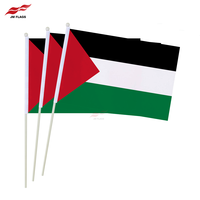 Conception personnalisée Drapeau palestinien agitant la main Drapeau palestinien normal avec tige en plastique