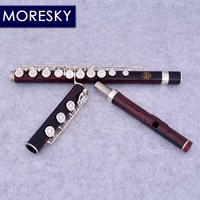MORESKY Redwood Flute 17 Open Hole Silver Plated Copper-Nickel Cocobolo Professional MFL-203(C) Tone C OEM E Mechanism