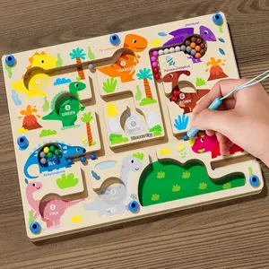 Teka-teki hewan magnetik teka-teki kayu papan aktivitas sensorik mainan keterampilan Motor halus mainan Montessori untuk anak-anak